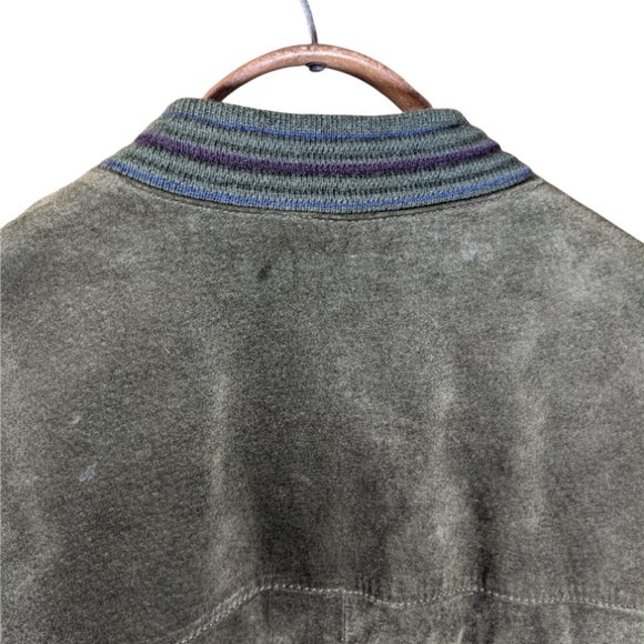 Men's Vintage Sheepskin Cardigan Brown & Red Confeccion Cuni, SA Made in Spain - Picture 5 of 15